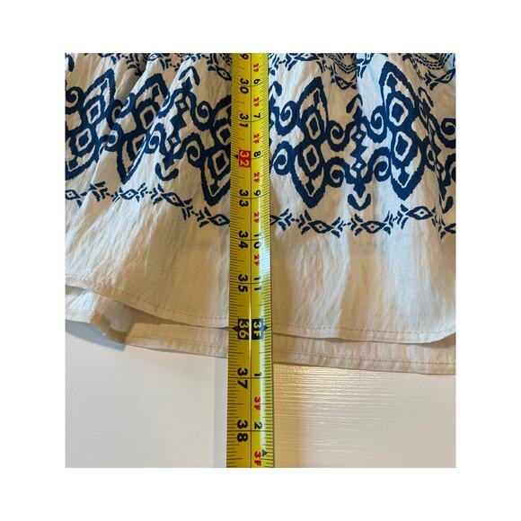 Figueroa & Flower NWT Tiered Boho Dress V-Neckline Blue Cream Geo Print Sz L - Picture 10 of 10